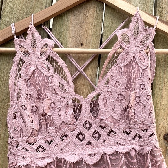 EUC Free People One Adella Burnout Lace Mini Pink Dress - Picture 13 of 14